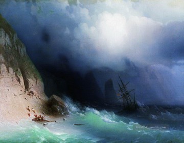  1870 - Ivan Aiwasowski dem Schiffbruch in der Nähe von Felsen 1870 Seestücke